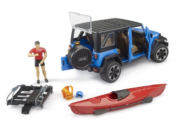 BRUDER 02529 JEEP WRANGLER RUBICON UNLIMITED WITH KAYAK AND KAYAKER KOUREAS TOYS