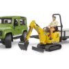 BRUDER 02593 LAND ROVER DEFENDER WITH TRAILER, JCB EXCAVATOR AND MAN KOUREAS TOYS