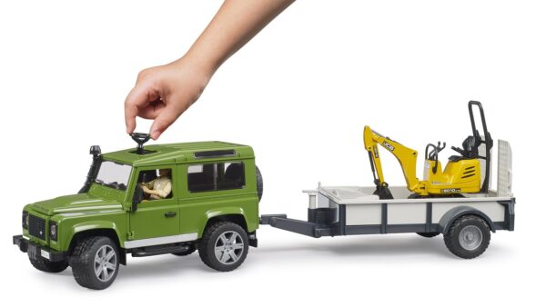 BRUDER 02593 LAND ROVER DEFENDER WITH TRAILER, JCB EXCAVATOR AND MAN KOUREAS TOYS