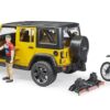 BRUDER 02543 JEEP WRANGLER RUBICON W. MOUNTAIN BIKE AND CYCLIST