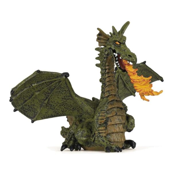 39025 PAPO ENCHANTED GREEN WINGED DRAGON WITH FLAME KOUREAS TOYS