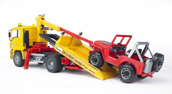 BRUDER 02750 MAN TGA BREAKDOWN TRUCK WITH CROSS COUNTRY VEHICLE KOUREAS TOYS