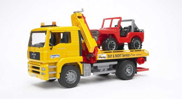 BRUDER 02750 MAN TGA BREAKDOWN TRUCK WITH CROSS COUNTRY VEHICLE KOUREAS TOYS