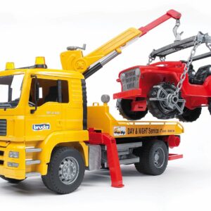BRUDER 02750 MAN TGA BREAKDOWN TRUCK WITH CROSS COUNTRY VEHICLE KOUREAS TOYS