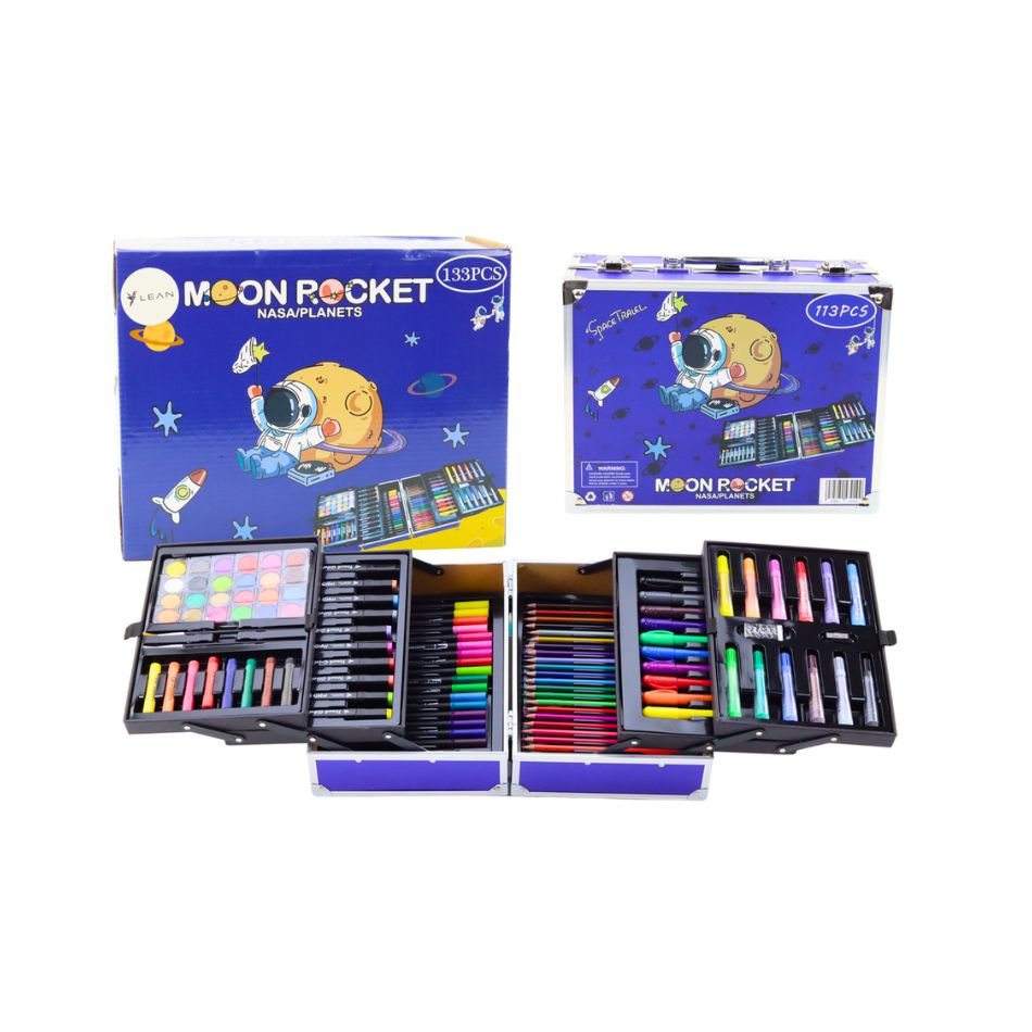 133 Pcs UNICORN & MOON ROCKET ART SET BOX & DRAWING 802696 KOUREAS TOYS