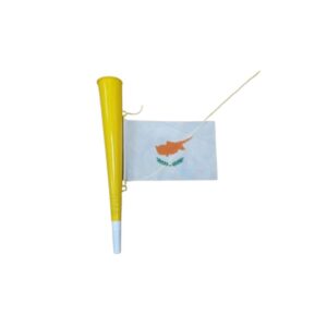 PLASTIC HAND-HELD FAN HORN WITH INTEGRATED CYPRUS FLAG 36069 KOUREAS TOYS