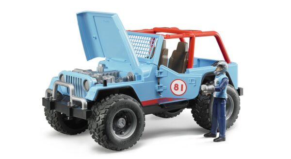 BRUDER 02541 JEEP CROSS COUNTRY RACER BLUE WITH DRIVER KOUREAS TOYS