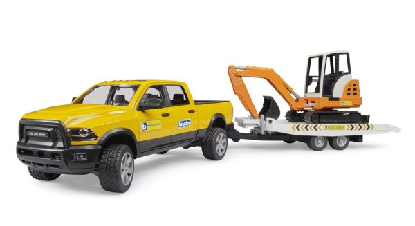 BRUDER 02546 RAM 2500 POWER WAGON RENTAL SERVICE WITH MINI EXCAVATOR KOUREAS TOYS