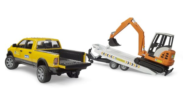 BRUDER 02546 RAM 2500 POWER WAGON RENTAL SERVICE WITH MINI EXCAVATOR KOUREAS TOYS
