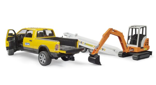 BRUDER 02546 RAM 2500 POWER WAGON RENTAL SERVICE WITH MINI EXCAVATOR KOUREAS TOYS