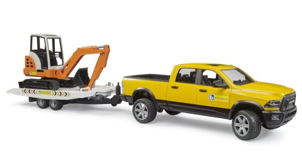 BRUDER 02546 RAM 2500 POWER WAGON RENTAL SERVICE WITH MINI EXCAVATOR KOUREAS TOYS
