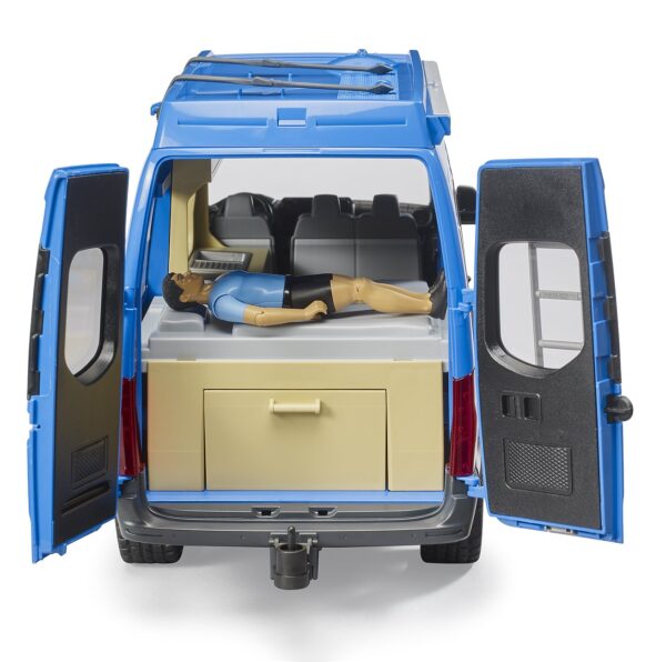 BRUDER 02684 MB SPRINTER CAMPER WITH DRIVER AND ACCESSORY KOUREAS TOYS