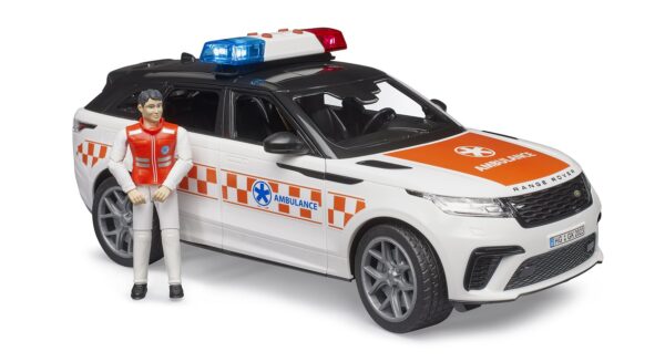 BRUDER 02885 RANGE ROVER VELAR EMERGENCY DOCTOR'S VEHICLE WITH DRIVER KOUREAS TOYS
