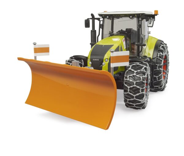 BRUDER 03018 CLAAS AXION 950 WITH SNOW CHAINS AND PLOUGH BLADE KOUREAS TOYS
