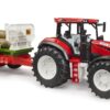 BRUDER 03453 ROADMAX TRACTOR WITH FORWARDING TRAILER AND 3 TREE TRUNKS KOUREAS TOYS
