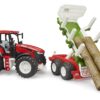 BRUDER 03453 ROADMAX TRACTOR WITH FORWARDING TRAILER AND 3 TREE TRUNKS KOUREAS TOYS