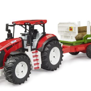 BRUDER 03453 ROADMAX TRACTOR WITH FORWARDING TRAILER AND 3 TREE TRUNKS KOUREAS TOYS