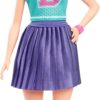 BRAND HYT90 BARBIE FASHIONISTAS DOLL #232 WITH RED HAIR, WEARING SPORTY “B” JERSEY TOP AND PLEATED PURPLE SKIRT WITH WATCH AND SNEAKERS KOUREAS TOYS