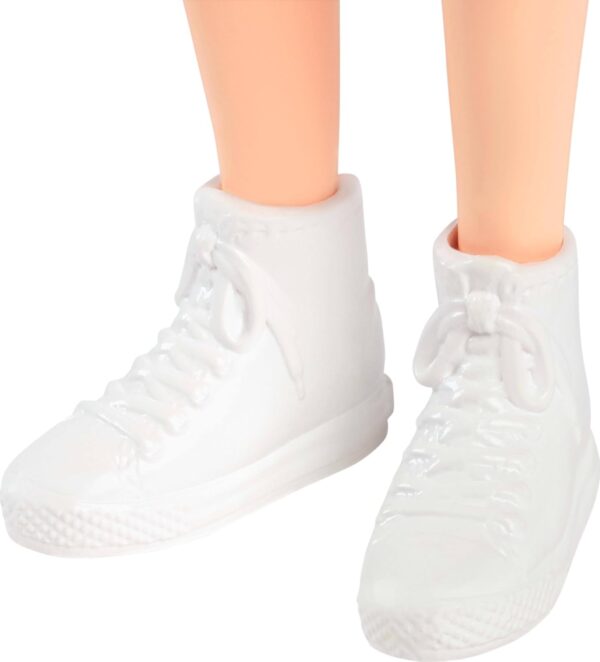 BRAND HYT90 BARBIE FASHIONISTAS DOLL #232 WITH RED HAIR, WEARING SPORTY “B” JERSEY TOP AND PLEATED PURPLE SKIRT WITH WATCH AND SNEAKERS KOUREAS TOYS
