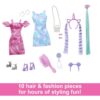 BRAND JDC86 BARBIE® FASHION DOLL WITH EXTRA-LONG COLOR-STREAKED BLACK HAIR, CLOTHES & STYLING ACCESSORIES KOUREAS TOYS