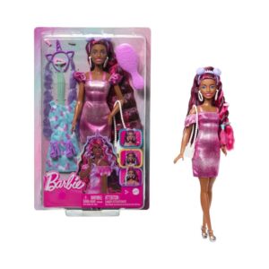 BRAND JDC86 BARBIE® FASHION DOLL WITH EXTRA-LONG COLOR-STREAKED BLACK HAIR, CLOTHES & STYLING ACCESSORIES KOUREAS TOYS
