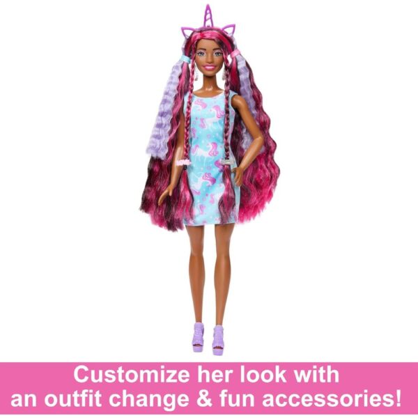 BRAND JDC86 BARBIE® FASHION DOLL WITH EXTRA-LONG COLOR-STREAKED BLACK HAIR, CLOTHES & STYLING ACCESSORIES KOUREAS TOYS