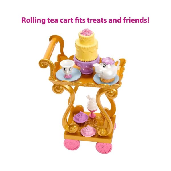 BRAND HLW20 DISNEY PRINCESS - BELLE TEA TIME FASHION DOLL & PLAYSET WITH TEA CART, 3 CHARACTER FRIENDS AND FOOD ACCESSORIES KOUREAS TOYS