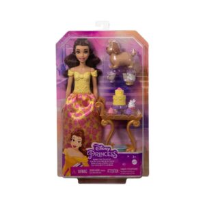 BRAND HLW20 DISNEY PRINCESS - BELLE TEA TIME FASHION DOLL & PLAYSET WITH TEA CART, 3 CHARACTER FRIENDS AND FOOD ACCESSORIES KOUREAS TOYS