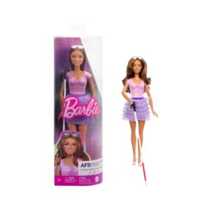 BRAND HRH17 BARBIE® FASHIONISTAS DOLL #228 BLIND BARBIE DOLL WEARING PASTEL OUTFIT WITH CANE AND SUNGLASSES KOUREAS TOYS