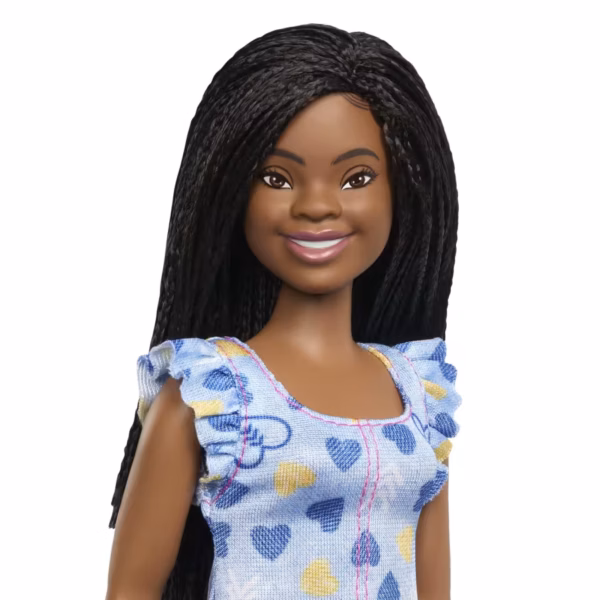 BRAND HYK14 BARBIE® FASHIONISTAS DOLL #229, BARBIE DOLL WITH DOWN SYNDROME WEARING HEART-PRINT DRESS KOUREAS TOYS