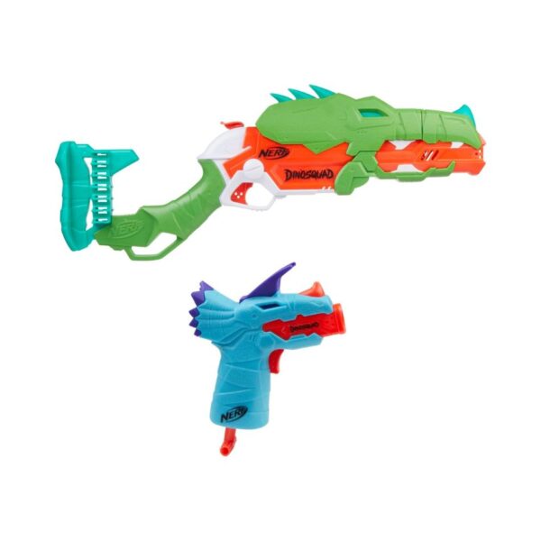 BRAND F7518 NERF DINOSQUAD COMBO PACK - 2 BLASTERS WITH EXCLUSIVE DINOSAUR DESIGNS - 15 NERF ELITE DARTS KOUREAS TOYS