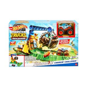 BRAND HTP18 1:64 HOT WHEELS MONSTER TRUCKS ARENA SMASHERS RHINOMITE CHARGIN’ CHALLENGE KOUREAS TOYS