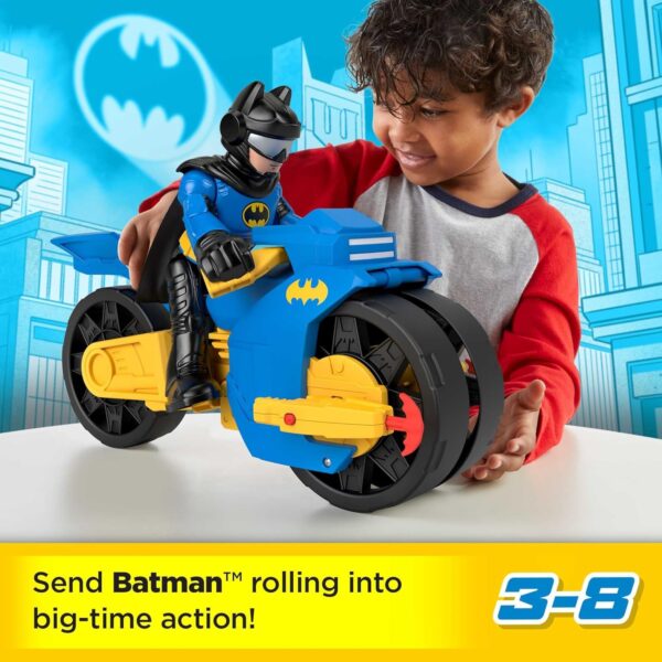 BRAND HNM32 IMAGINEXT DC SUPER FRIENDS BATMAN TOYS - XL BATCYCLE AND BATMAN - Image 4