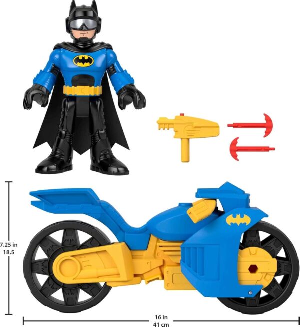 BRAND HNM32 IMAGINEXT DC SUPER FRIENDS BATMAN TOYS - XL BATCYCLE AND BATMAN - Image 7
