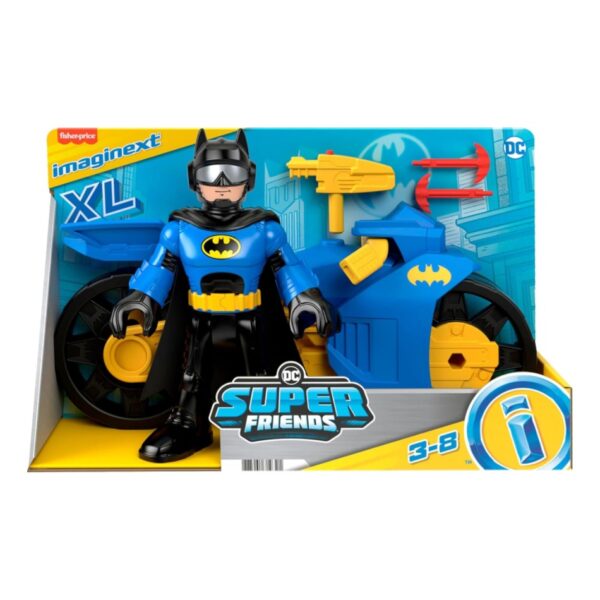 BRAND HNM32 IMAGINEXT DC SUPER FRIENDS BATMAN TOYS - XL BATCYCLE AND BATMAN