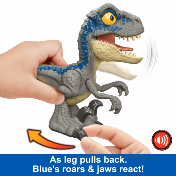 BRAND HVB44 JURASSIC WORLD MEGA ROAR BLUE VELOCIRAPTOR DINOSAUR TOY WITH SOUND & STRETCHABLE JAW KOUREAS TOYS