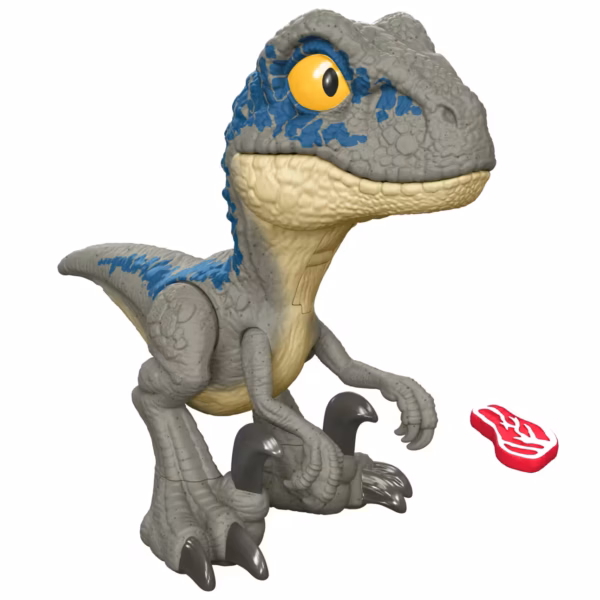 BRAND HVB44 JURASSIC WORLD MEGA ROAR BLUE VELOCIRAPTOR DINOSAUR TOY WITH SOUND & STRETCHABLE JAW KOUREAS TOYS