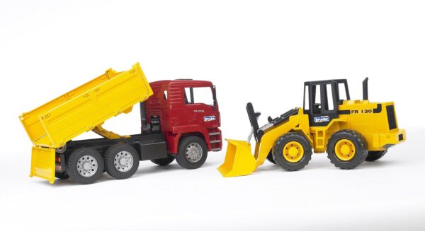 BRUDER 02752 MAN TGA CONSTRUCTION TRUCK WITH ARTICULATED ROAD LOADER KOUREAS TOYS