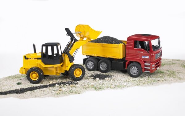 BRUDER 02752 MAN TGA CONSTRUCTION TRUCK WITH ARTICULATED ROAD LOADER KOUREAS TOYS