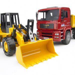 BRUDER 02752 MAN TGA CONSTRUCTION TRUCK WITH ARTICULATED ROAD LOADER KOUREAS TOYS