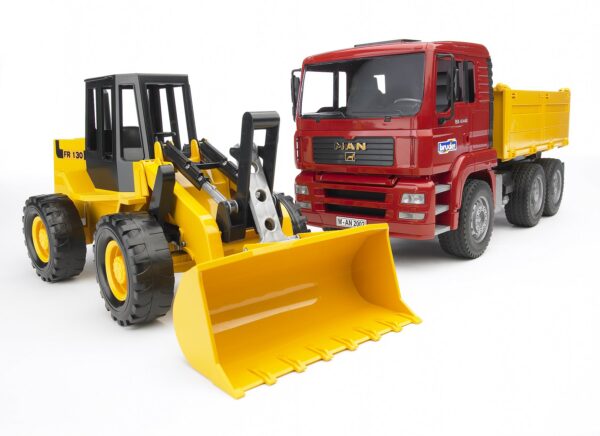 BRUDER 02752 MAN TGA CONSTRUCTION TRUCK WITH ARTICULATED ROAD LOADER KOUREAS TOYS