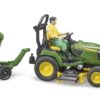 BRUDER 62104 BWORLD JOHN DEERE LAWN TRACTOR WITH TRAILER KOUREAS TOYS