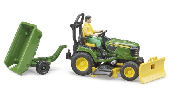BRUDER 62104 BWORLD JOHN DEERE LAWN TRACTOR WITH TRAILER KOUREAS TOYS
