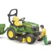 BRUDER 62104 BWORLD JOHN DEERE LAWN TRACTOR WITH TRAILER KOUREAS TOYS