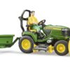 BRUDER 62104 BWORLD JOHN DEERE LAWN TRACTOR WITH TRAILER KOUREAS TOYS