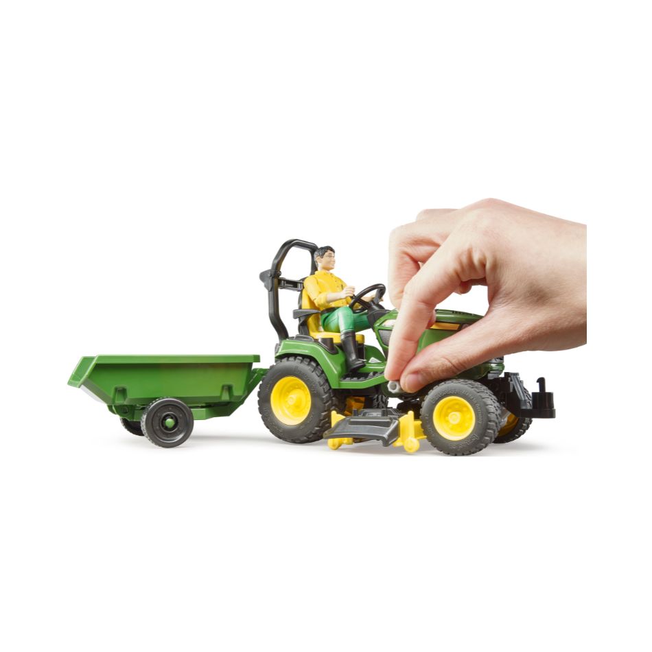 BRUDER 62104 BWORLD JOHN DEERE LAWN TRACTOR WITH TRAILER KOUREAS TOYS