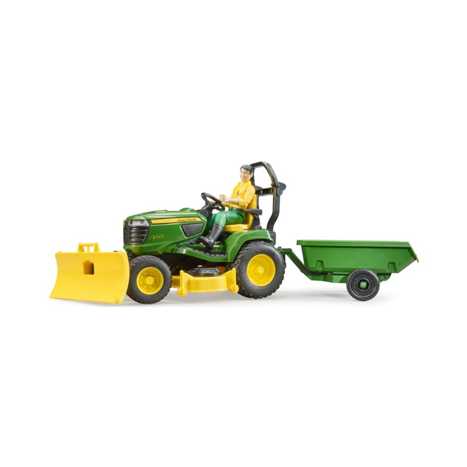 BRUDER 62104 BWORLD JOHN DEERE LAWN TRACTOR WITH TRAILER KOUREAS TOYS