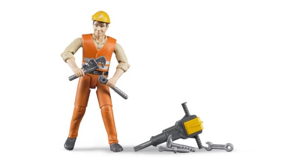 BRUDER 60020 CONSTRUCTION WORKER WITH ACCESSORIES KOUREAS TOYS