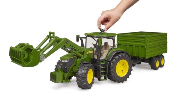 BRUDER 03155 JOHN DEERE 7R 350 WITH FRONTLOADER AND TANDEMAXLE TIPPING TRAILER KOUREAS TOYS