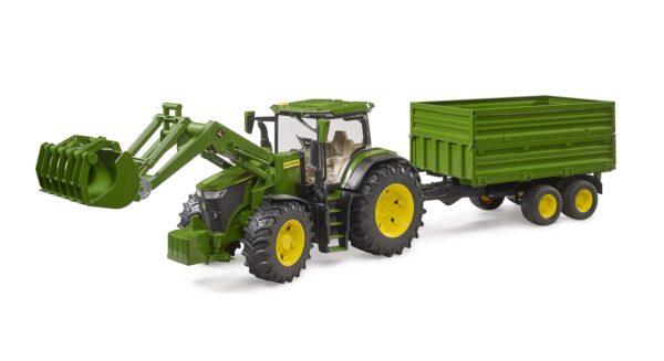 BRUDER 03155 JOHN DEERE 7R 350 WITH FRONTLOADER AND TANDEMAXLE TIPPING TRAILER KOUREAS TOYS